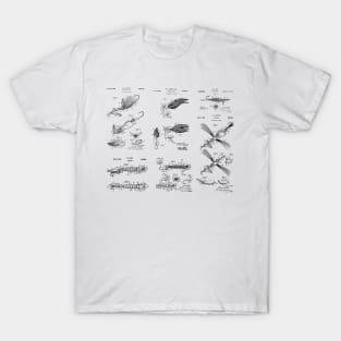 Patent Blueprint Apparel - Vintage Fishing Lure Patents T-Shirt